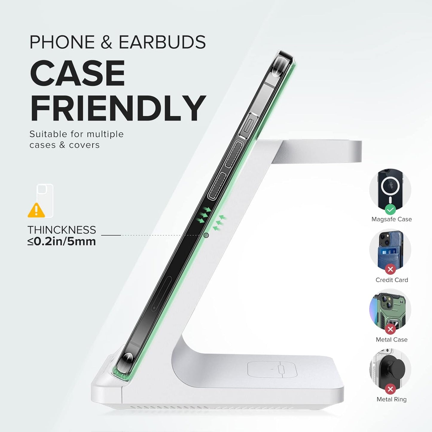 Wireless Charging Station, 3 in 1 Fast Wireless Charger Stand for Multiple Devices Apple Watch Ultra Series 10 9 8 7 6 SE 5 4 3 2, iPhone 16 15 14 13 12 11 Pro Max/Plus/Mini/X/XS/Max/XR/SE, Airpods