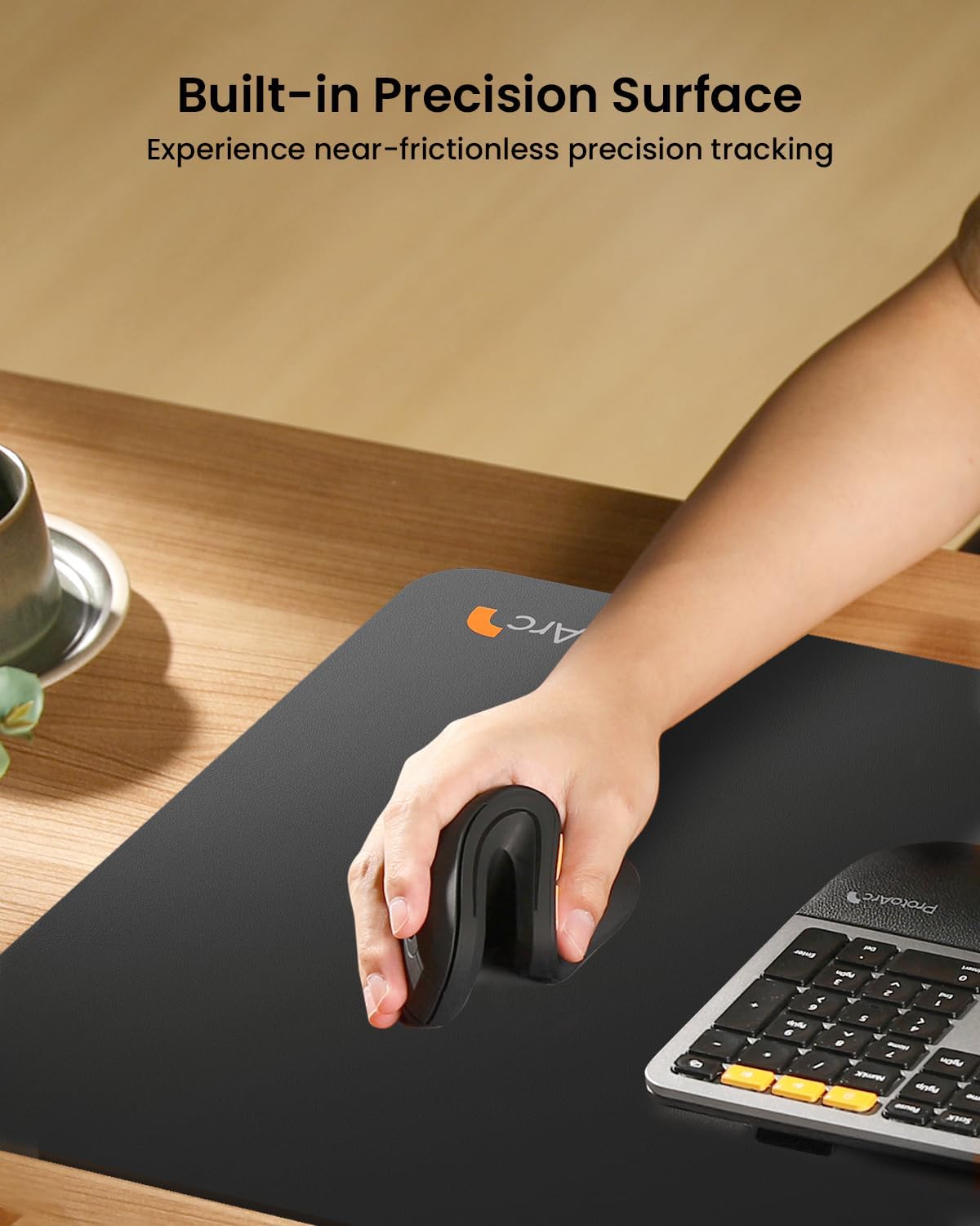 ProtoArc Leather Desk Mat, Large Mouse Pad- 31.5×15.8 inch, Non-Slip PU Leather Desk Pad Protector, Premium Desktop Mat for Computer, Keyboard and Mouse, Black