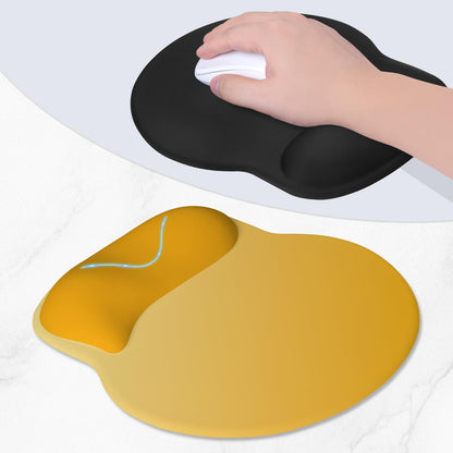 ITNRSIIET Ergonomic Mouse Pad with Wider Memory Foam Wrist Rest +17% - Curved Cushion Reduces Pressure 20%, Pain Relief, Non-Slip, Smooth, Cute Colors, 9.85 x 9 in, Yellow Gradient