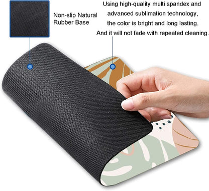 Mouse Pad, Boho Abstract Mouse Pad, Premium-Textured Square Mouse Mat Waterproof Non-Slip Rubber Base Computer Mousepad for Office Laptop Desk, Modern Tropical Leaves
