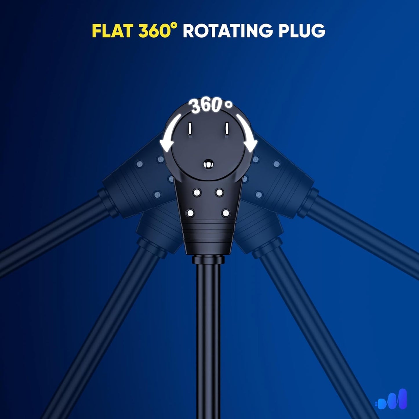 Maximm Monitor Computer Power Cord 10 Ft Flat Plug 360° Rotating PC Cable 3 Prong for, Desktop, Printer, Scanner, 16 AWG NEMA 5-15P to IEC13 - UL Certified