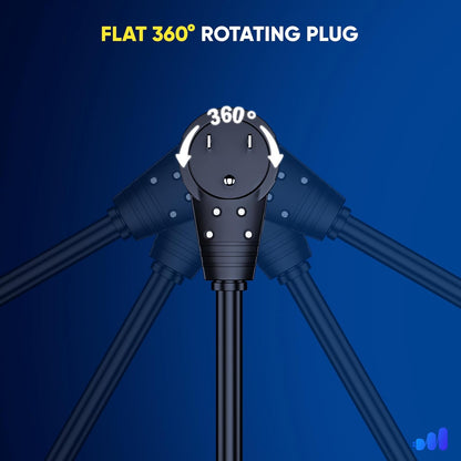 Maximm Monitor Computer Power Cord 1 Ft Flat Plug 360° Rotating PC Cable 3 Prong for, Desktop, Printer, Scanner, 16 AWG NEMA 5-15P to IEC13 - UL Certified