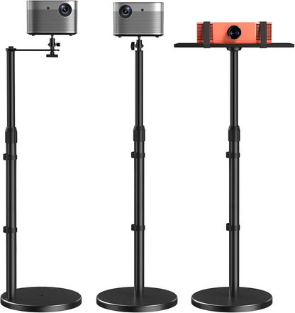 AMADA HOMEFURNISHING Height Adjustable Projector Stand 32"-47", Projector Floor Stand with 3 Mounting Options, 360° Rotatable Ball Head for Home & Office & Outdoor, AMPS04