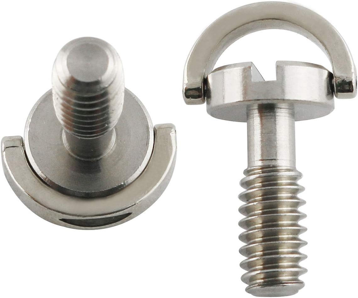 E-outstanding D Ring Hinged Screw 2PCS 1/4-20 Thread D-Ring Stainless Steel Camera Fixing Screws for Camera Tripod Monopod QR Plate 17mm Length