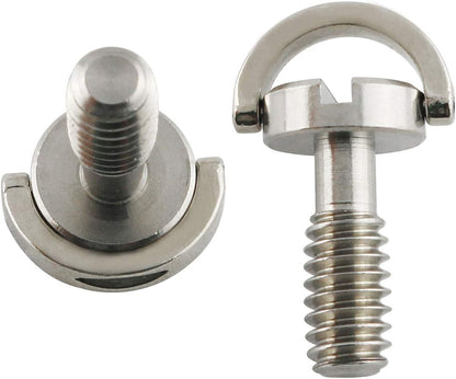E-outstanding D Ring Hinged Screw 2PCS 1/4-20 Thread D-Ring Stainless Steel Camera Fixing Screws for Camera Tripod Monopod QR Plate 17mm Length
