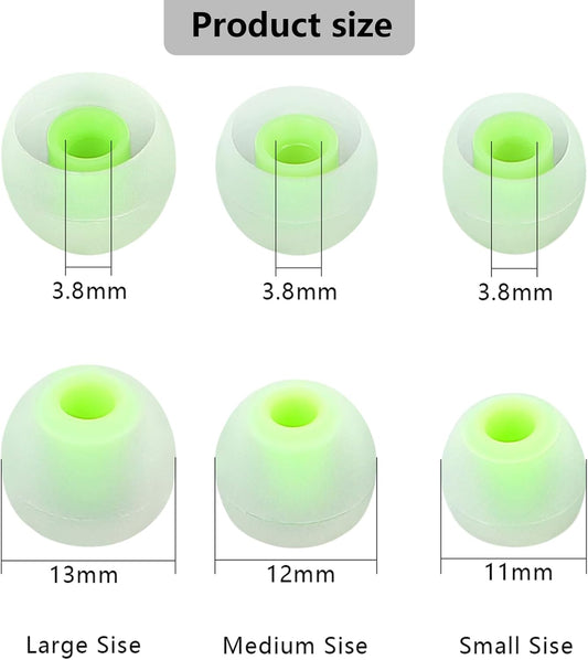 Earbud Replacement Tips Silicone Earbud Tips Earbud Covers Fit for in-Ear Headphones (Inner Hole 3.8mm -5.1mm) Earbud Rubber Tips Eartips 9 Pairs S/M/L