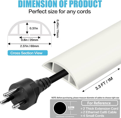 Floor Cord Cover Cable Cavity Self Adhesive Cord Hider Floor Floor Cable Management Power Cord Protector Floor Electric Cord Covers for Offices, Gym, Exhibitions (Beige, 2.36" x 3.3')