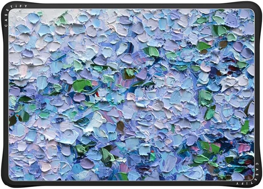 CASETiFY Impact MacBook Air 13.6" (M2-M4) Case [Cushioned Impact Corners/Scratch-Resistant/Anti-Slip Grip] - Nantucket Blue Hydrangeas - Clear Black