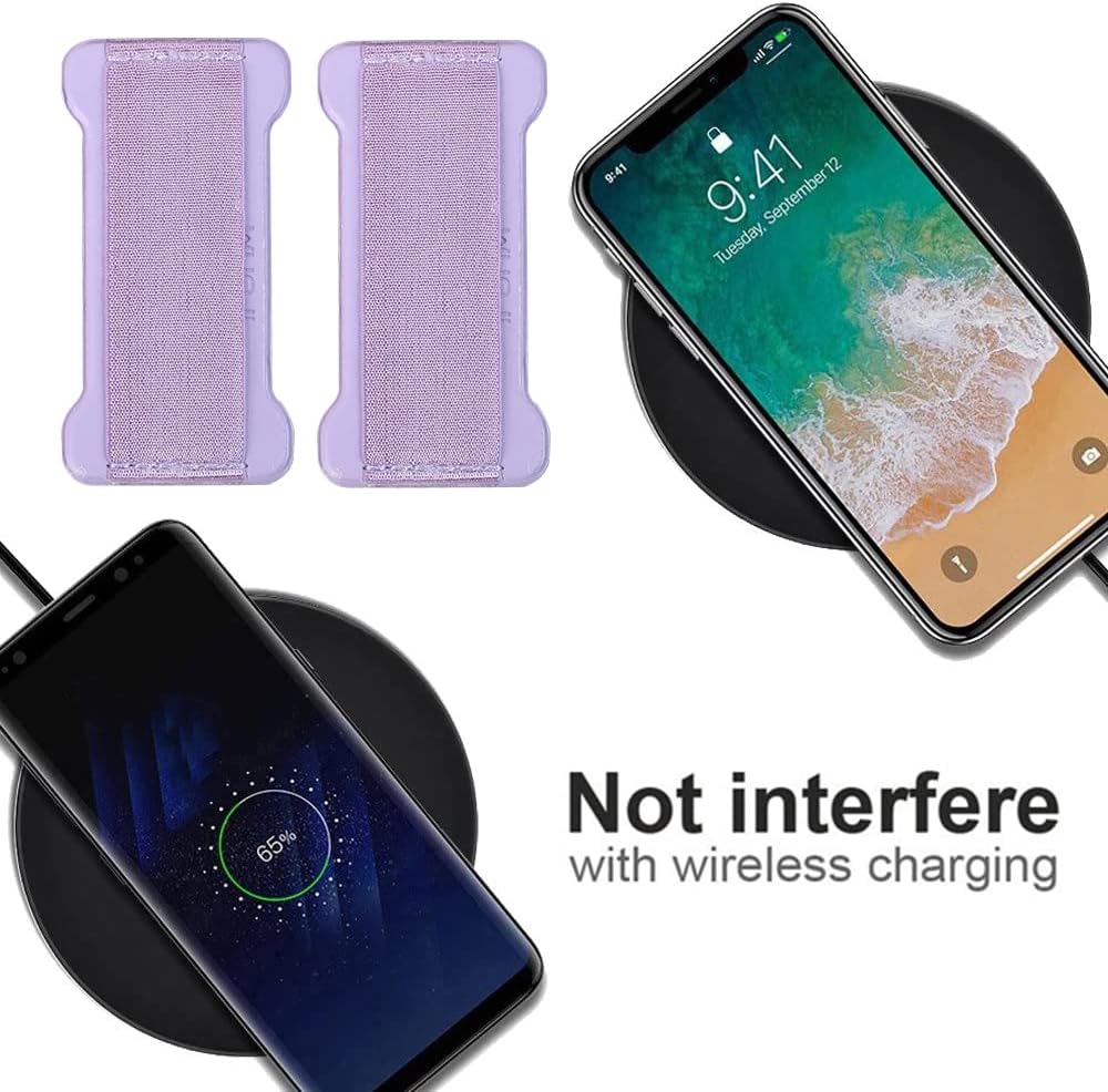 Phone Grip Holder for Hand, Universal Finger Strap Phone Holder, Finger Selfie Grip Compatible with Most Smartphones (Purple) - 2Pack