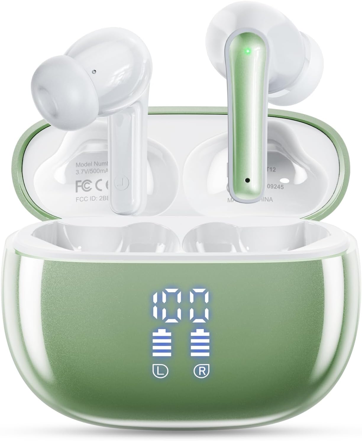 Wireless Earbuds, Bluetooth Ear Buds Headphones with LED Charging Case, 40 Hours Playtime, IP7, Lightweight in-Ear Earphones for iPhone Android Sports Workout