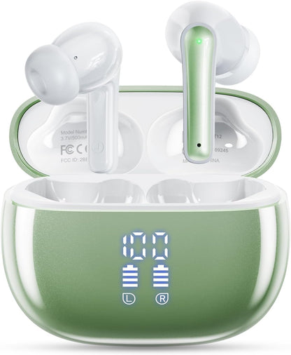 Wireless Earbuds, Bluetooth Ear Buds Headphones with LED Charging Case, 40 Hours Playtime, IP7, Lightweight in-Ear Earphones for iPhone Android Sports Workout