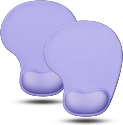 JIKIOU Mouse Pad, 2 Pack Ergonomic Mouse Pads with Comfortable Gel Wrist Rest Support and Smooth Cloth, Non-Slip PU Base for Easy Typing Pain Relief Durable and Easy to Clean Small Purple