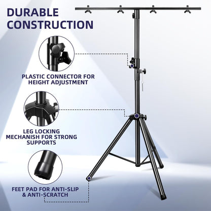 DJ Lights Stand, Heavy Duty DJ Stand 1 Pack, Portable Par Can Tripod Stage Light Stand Adjustable Height 41-95 Inch, DJ Lighting T Bar Suitable for Stages, Bar, Banquet, Party