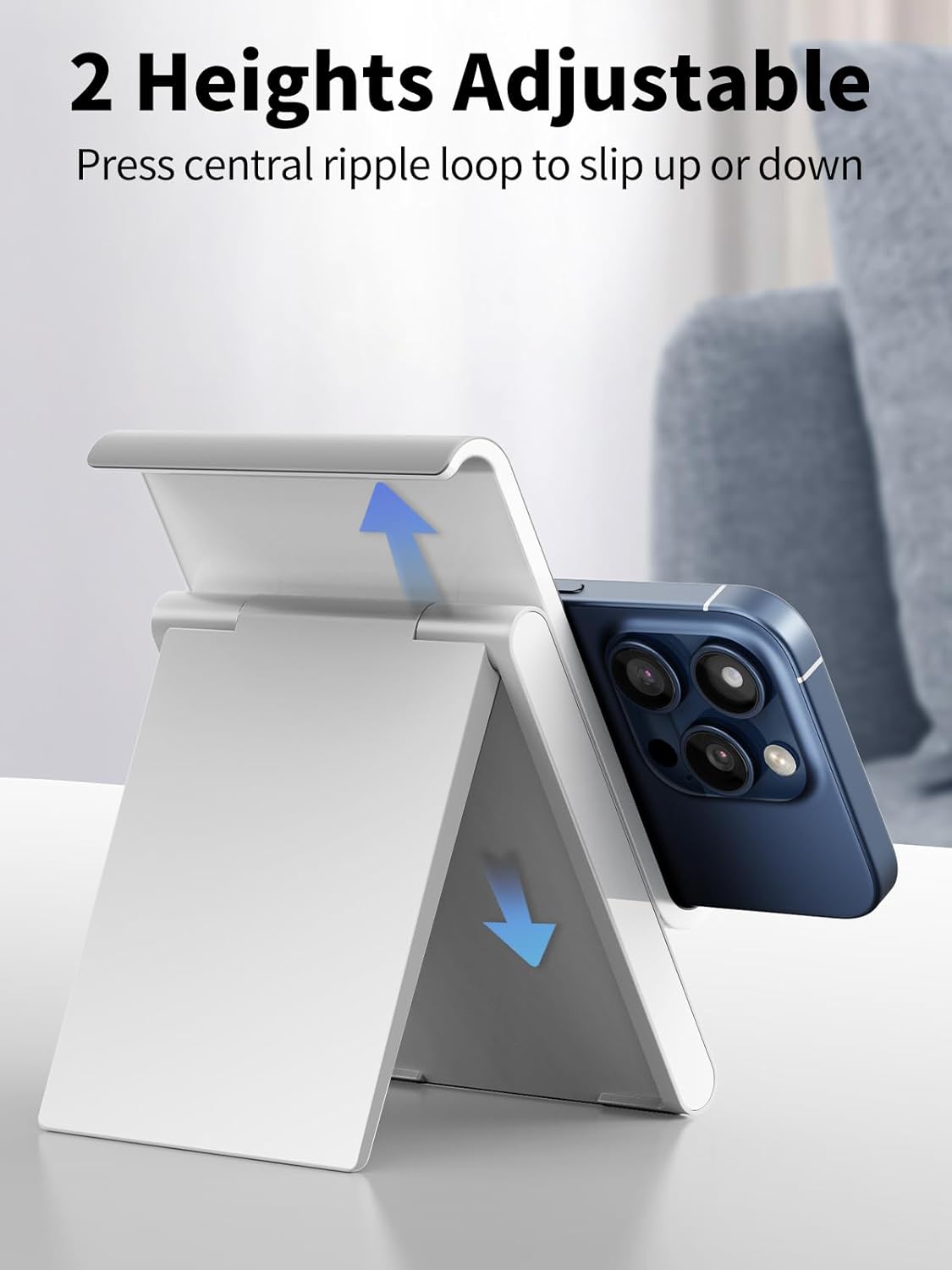 SAIJI Adjustable Tablet Stand Holder Portable Foldable Desktop Stand Dock Compatible for iPad, iPhone, Nintendo Switch, Samsung Galaxy and Kindle Fire Tablets – Gray