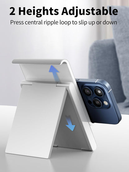 SAIJI Adjustable Tablet Stand Holder Portable Foldable Desktop Stand Dock Compatible for iPad, iPhone, Nintendo Switch, Samsung Galaxy and Kindle Fire Tablets – Gray