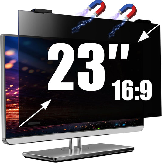 Magnetic Computer Privacy Screen Shield 23 Inch for Frameless Monitor Thin Bezel 16:9 Widescreen, Hanging Removable Anti Blue Light Privacy Filter Protector Eye Protection
