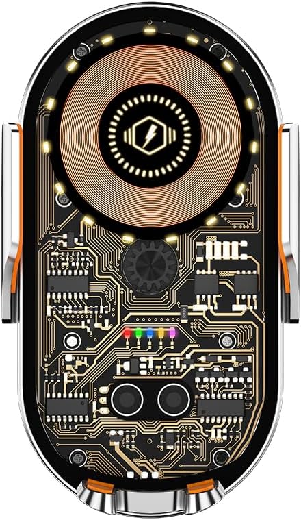 Car Phone Holder, Wireless Car Charger Air Vent Auto-Clamp Cell Phone Car Mount with Metal Hook Clip, 360° Rotation - One Button Release for iPhone, Samsung, Google, and All Other Smartphones