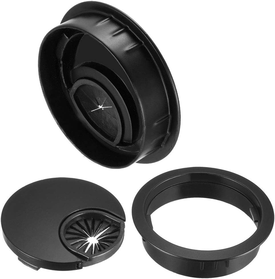 uxcell Cable Hole Cover, 2Inch/50mm Zinc Alloy Desk Wire Cord Cable Grommets Hole Cover for Office PC Desk Cable Cord Organizer, 4Pcs Black