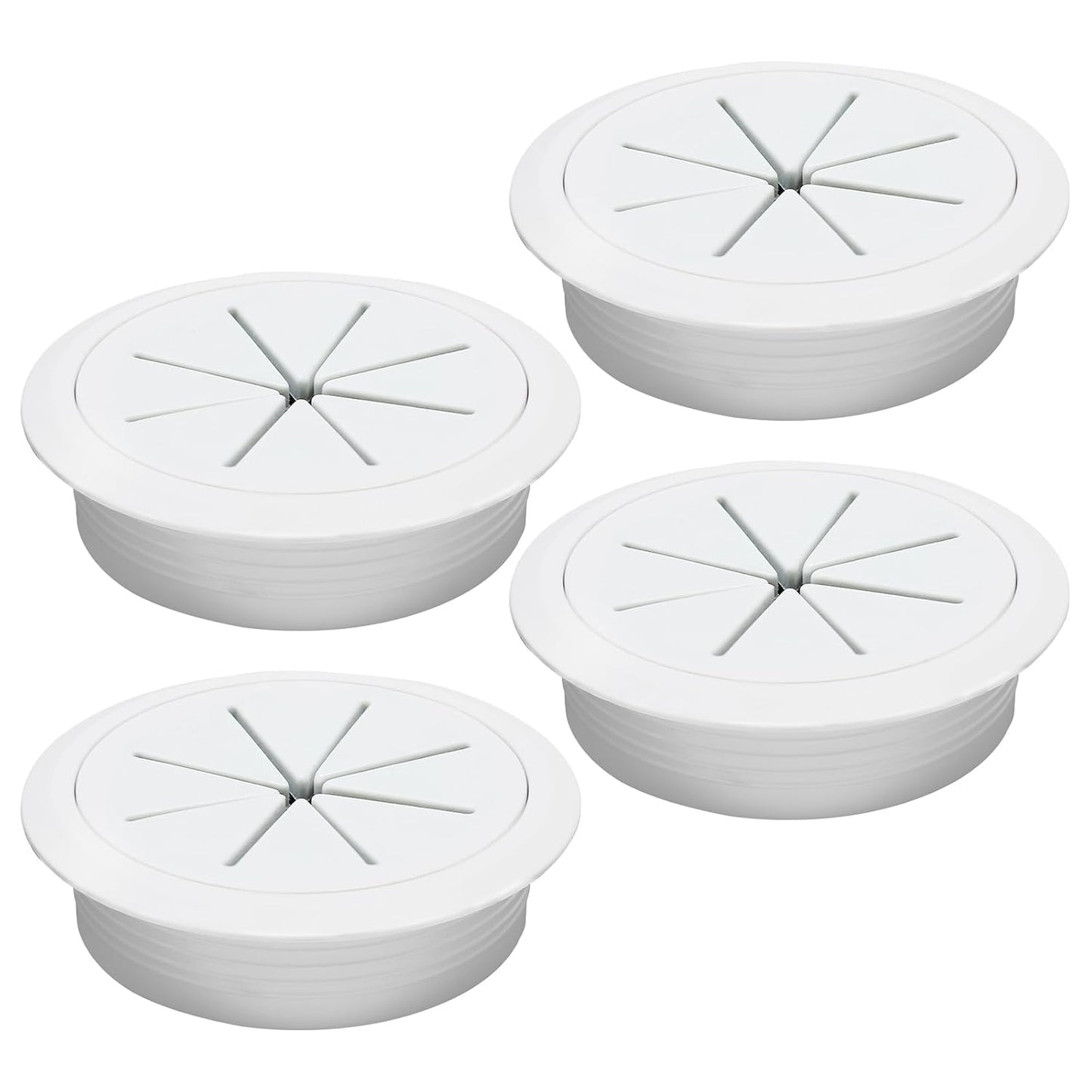 Desk Grommet 2-3/8" (60 mm), Desk Hole Cover for Cables White, Cable Grommet ABS Plastic, Desk Hole Grommet for Office and Home Table Cable, Detachable & Flexible Cable Cord Organizer-4 Pcs