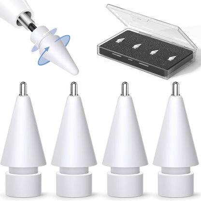 (4 Pack) Replacement Tips for Apple Pencil 2nd Generation and Pencil 1st Generation,Inesore Upgraded Apple Pencil Tips Accessories Compatible with Apple Pencil 2 Generation iPad Pro Pencil Nib