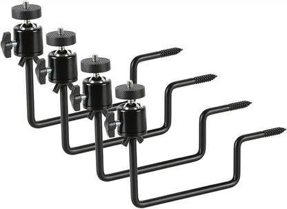 Trail Camera Mount, 4 Pcs Trail Camera Holder with 1/4 in Screw,Hunting Accessories,360° Adjustable Tree Screw Mounting Bracket for Game Cameras, Solar Panels, etc, Easy to Install & Heavy Duty