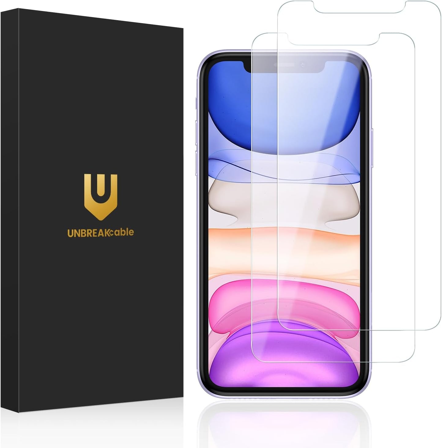 UNBREAKcable Shatterproof Tempered Glass Screen Protector for iPhone 11/iPhone XR [2-Pack] [Easy Installation Frame] [9H Hardness] [99.99% HD Clear][Bubble Free] for Apple 6.1''