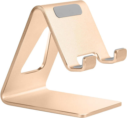 Desk Cell Phone Stand Phone Holder, Aluminum Phone Cradle Dock for iPhone 15 14 13 12 pro Mini 11 X Xs max 8 7 6 6s Plus SE Samsung All Smart Phones, Rose Gold