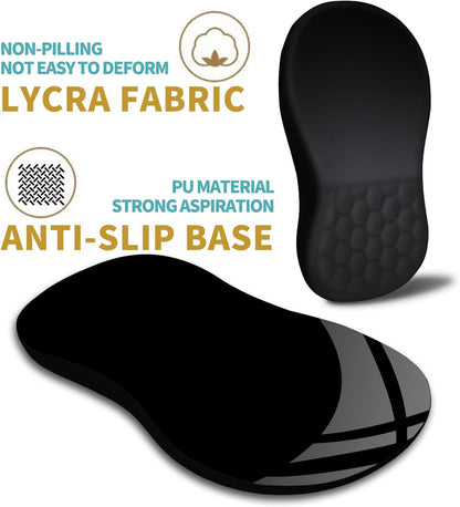 Hokafenle Ergonomic Mouse Pad Wrist Support with Massage Design, Wrist Rest Pain Relief Mousepad with Memory Foam&Non-Slip PU Base, Mouse Pads for Wireless Mouse & Desk (12x8 inch,Black)