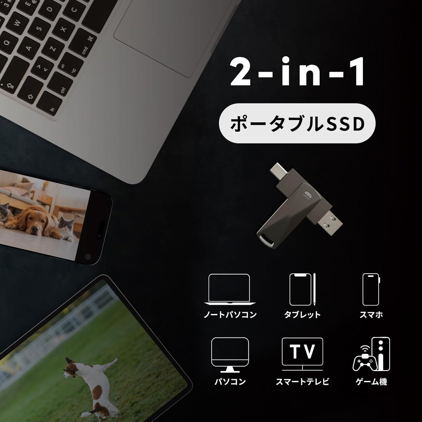 LinkMore NR P50 1TB External SSD – Type-C & USB-A Portable Drive, USB 3.2 5Gbps, 560MB/s Read, 500MB/s Write, 110MB/s Sustained Write – Works with iPhone 15, PS5, Steam Deck, Android, Mac, Windows