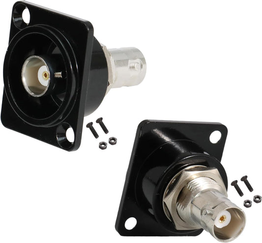 PENGLIN 2PCS BNC D Series Panel-Mount Connector, BNC Female to Female Adapter Bulkhead Connector, Coaxial Extension Coupler for Custom Communication & Surveillance Systems