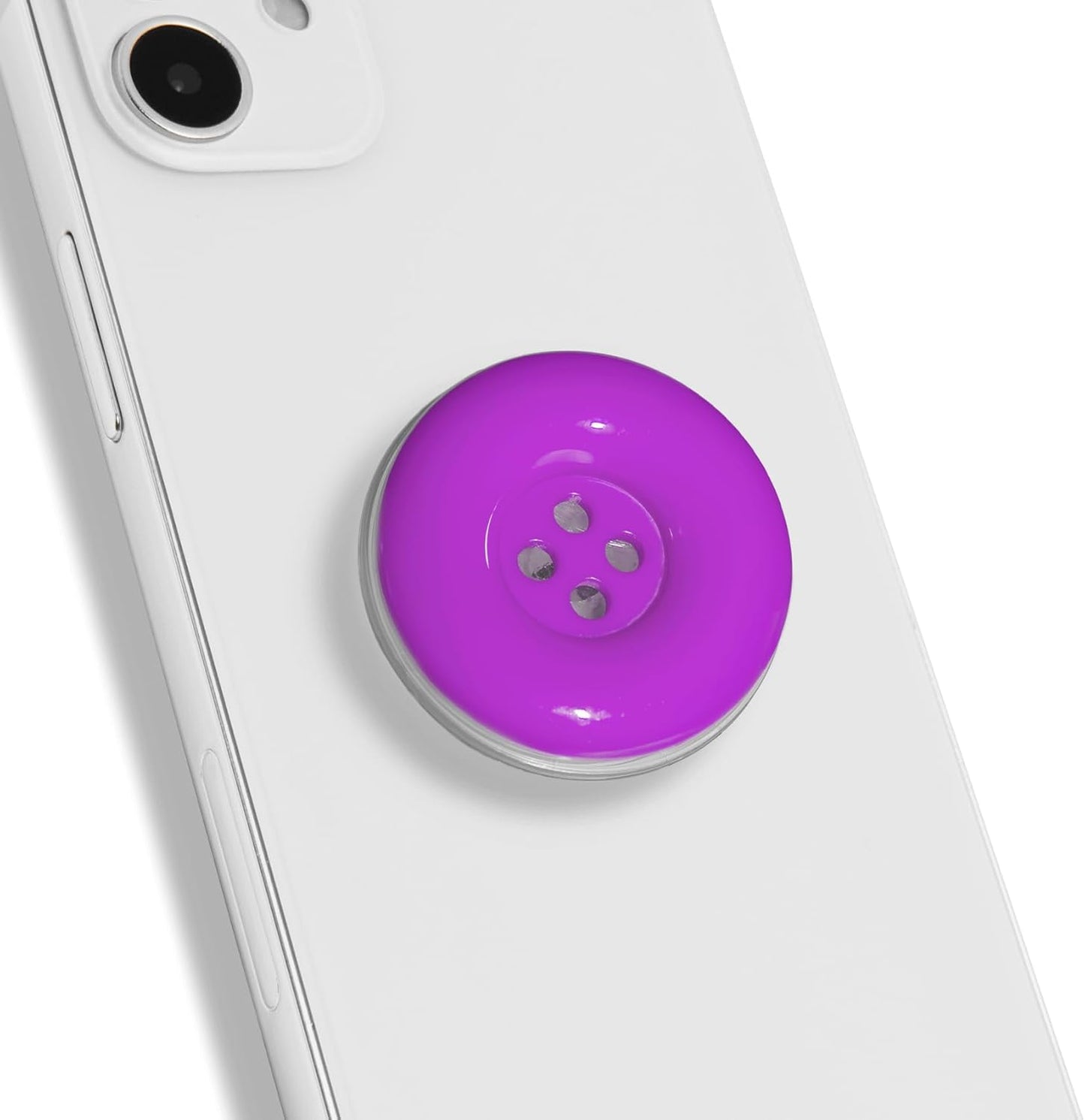 Solid Color Button Phone Grip – Minimalist Design, Durable and Lightweight, Grip and Stand for Smartphones (Purple, Adhesive Type)