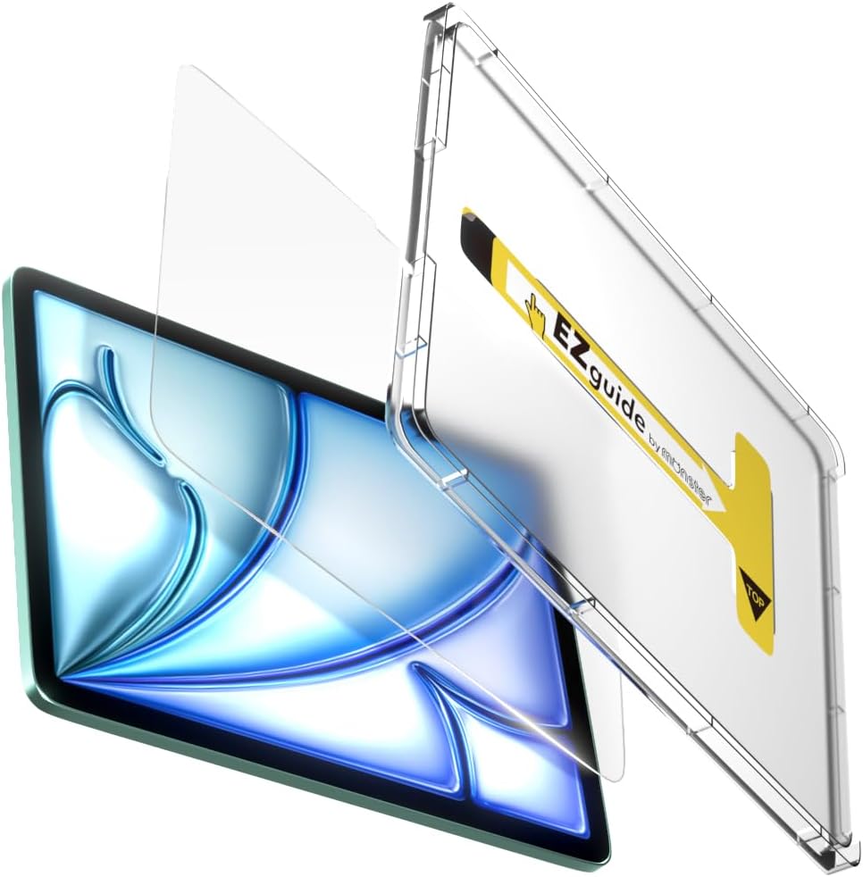 BELLEMOND Tempered Glass Screen Protector designed for iPad Air 11” (M3, 2025 / M2, 2024) - Ultra Clear「EZ Guide」Alignment Kit for Flawless Installation, 10H Hardness - Designed in Japan