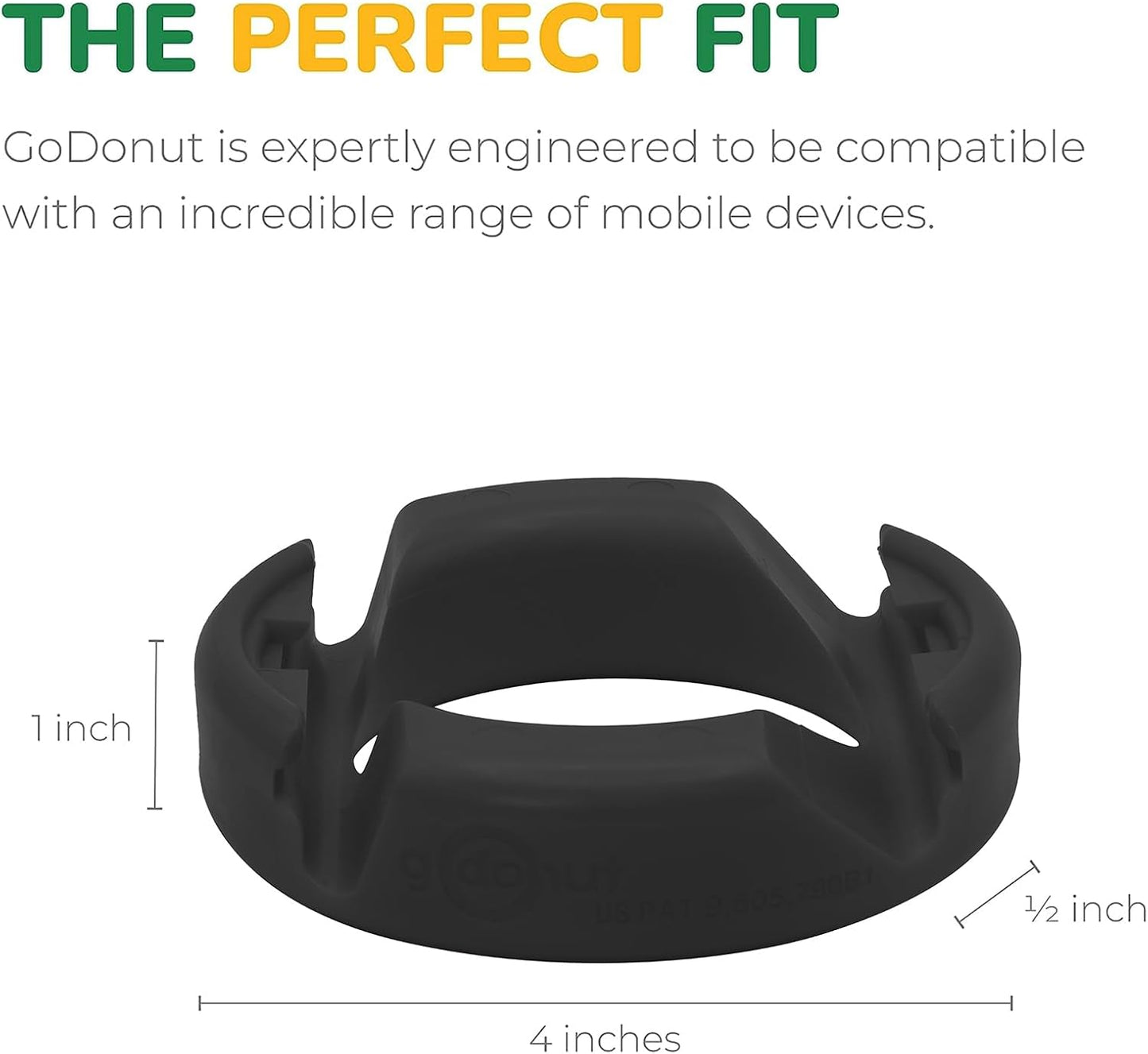 GoDonut – Phone Stand Original – Cell Phone Holder + Tablet Stand Desk Organizer – Compatible with Tablet, iPhone 16 15 14 Pro Max, Android & Most Smartphones - Black