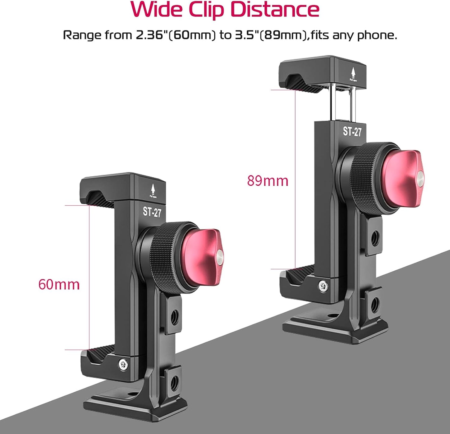 Metal Phone Tripod Mount 3 Cold Shoes & Arca Port, 360° Smartphone Tripod Adapter for iPhone 17 16 15 Cell Phone Stand Holder for Desktop Video Live Streaming Vlogging Rig