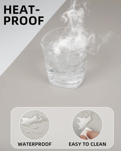 Small Leather Desk Mat, Mouse Pad, Laptop Mat, Non-Slip PU Leather Blotter, Waterproof Writing Pad for Office/Home (23.6"x13.8", Light Grey)