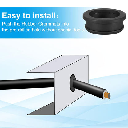 PATIKIL 38.6mm / 1-1/2 Inch Drill Hole,1-1/4 Inch ID Rubber Grommets, 3Pcs Top Hat Grommet for Wiring Eyelet Ring Gasket Automotive Firewall Cable Hole Plugs Wires Protection, Black