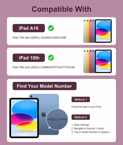 for iPad 10th Generation Case with Keyboard 10.9 Inch 2022/iPad (A16) 11th Gen 11 Inch 2025 - Magnetic Detachable Keyboard, Stain Proof Cover, Smart Folio Case with Pencil Holder - Burgundy