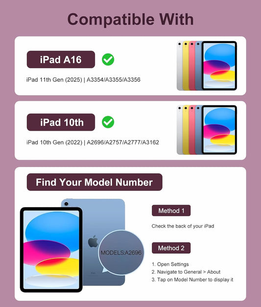 for iPad 10th Generation Case with Keyboard 10.9 Inch 2022/iPad (A16) 11th Gen 11 Inch 2025 - Magnetic Detachable Keyboard, Stain Proof Cover, Smart Folio Case with Pencil Holder - Burgundy