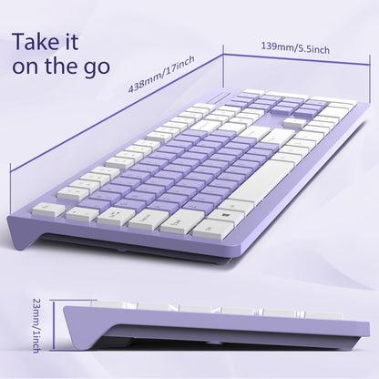 Computer Keyboard Wired, Plug Play USB Keyboard, Low Profile Chiclet Keys, Large Number Pad, Caps Indicators, Foldable Stands, Spill-Resistant, Anti-Wear Letters for PC Laptop (Purple, 1-Pack)