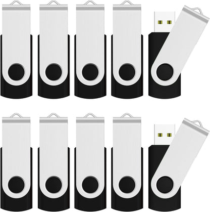 JUANWE 4GB USB Flash Drive 100 Packs, 2.0 Bulk Thumb Drives USB Stick with 360° Swivel Shell, Mutipack Jump Drives Memoria USB for Data Storage/Files Backup/Data Transfer on PC/Tablet/Mac - Black