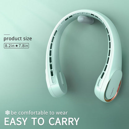 FrSara Neck Fan,Personal Fans for Your Neck, Adjustable, 360° Cooling, Super Quiet, No Blade Fan Design, No Hair Twisting, Even Air Volume On Both Sides, Non-Slip, Short Charging, Long Use Time