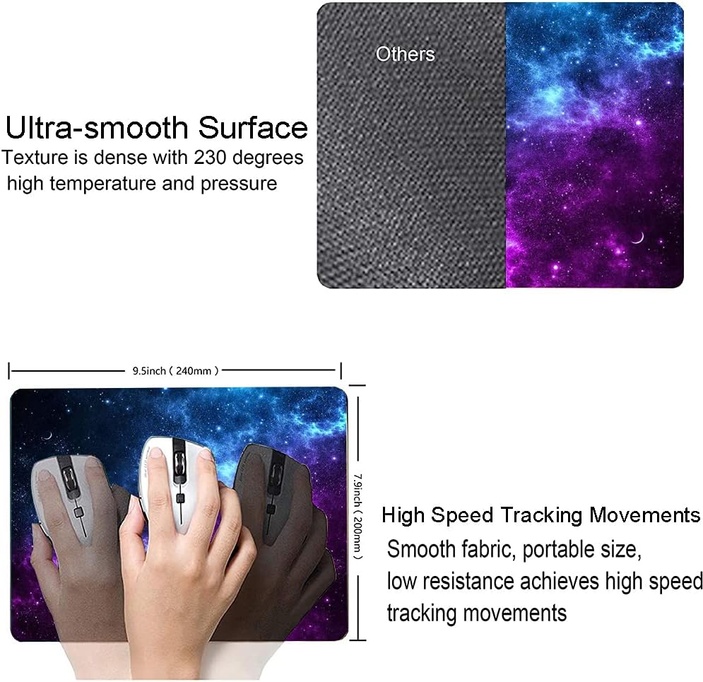 Galaxy with Lots of Star Mouse Pad, Cosmic Nebula Mouse Pad Custom Design, Square Waterproof Mouse Pad Non-Slip Rubber Base MousePads for Office Laptop, 9.5 inch x7.9 inch x0.12 inch Inch