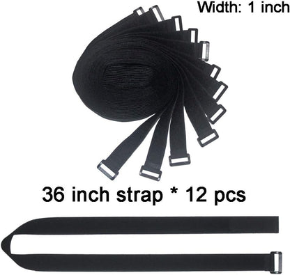 36 inch Cable Straps,12 pcs Reusable Fastening Hook and Loop Utility Cable Ties Down Wraps Adjustable Cinch Straps