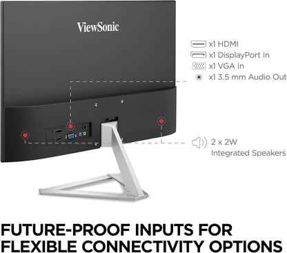 ViewSonic VX2276-SMHD 22 Inch 1080p Widescreen IPS Monitor with Ultra-Thin Bezels, HDMI and DisplayPort,Black/Silver