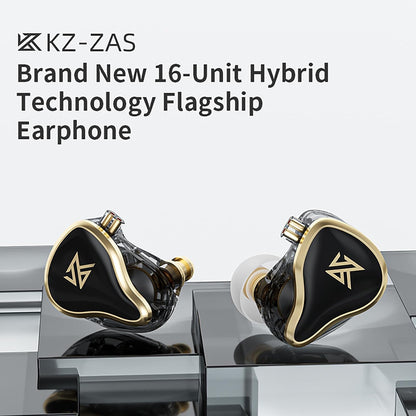 CCA KZ ZAS in Ear Monitor Headphones 16 Units 7BA 1DD Hybrid Drivers HiFi IEM Earphones High Clarity Wired Earbuds for Musicians Singers Audiophile Dj Drummers