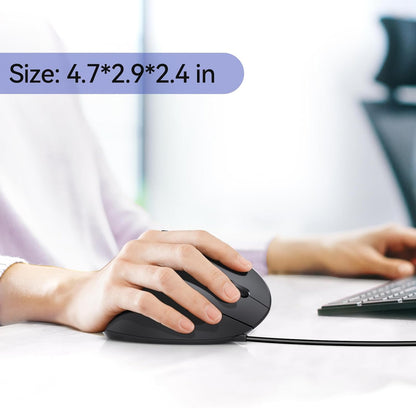 TECKNET Wired Mouse, 6400 DPI Ergonomic Mouse 6 Buttons Silent Mouse 4 Adjustable DPI Vertical Mouse Compatible with Windows/Chrome/Laptop/Computer