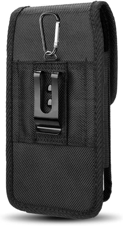 Cell Phone Pouch Nylon Holster Case with Belt Clip Cover for Samsung Galaxy S24 Ultra / S24 Plus/ S23 Ultra / A14 5G / A15 5G/A35/A55 5G/iPhone 15 14 13 12 Pro Max Case Metal Belt Clip