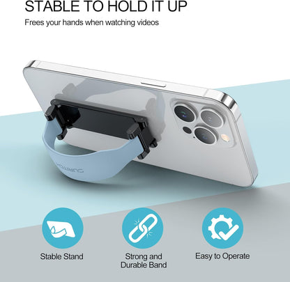 SURITCH Phone Grip Strap Finger Loop Holder for Back of Phone, 2-in-1 Soft Silicone Gripper Kickstand for iPhone Samsung and Most Cell Phone Cases, 3.94" Blue