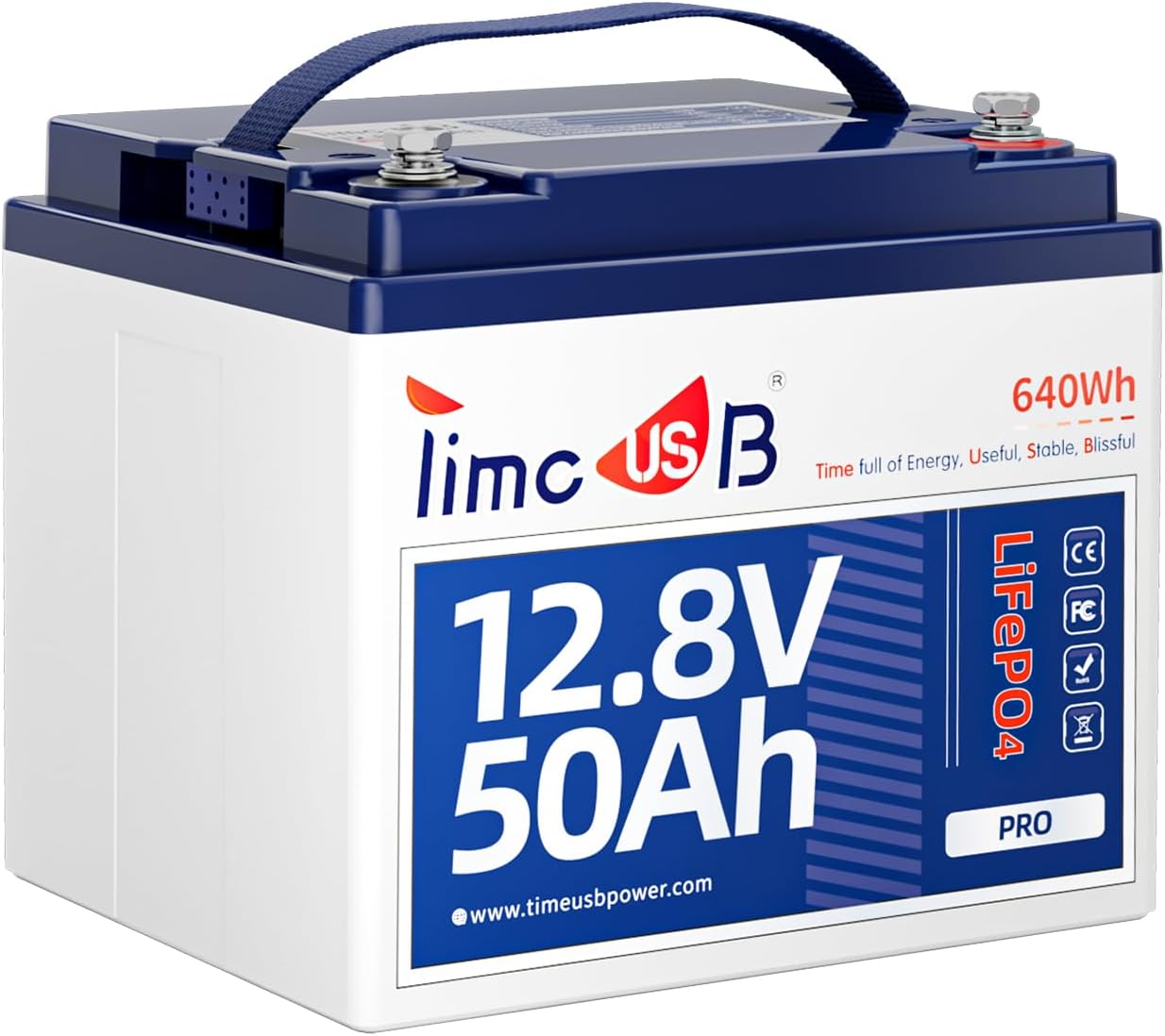 12.8V 50Ah Pro LiFePO4 Battery, 15000+ Cycles Batteries with Grade A Battery Cells, Built-in 50A BMS, Perfect Deep Cycle Lithium Power for Solar System, Home Back Up, RV, Kayak etc