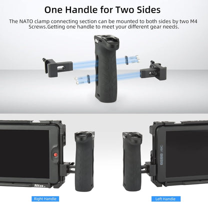 Nitze Ergonomic NATO Side Handle with NATO Calmp, Up/Down and Left/Right Adjustable, Rubberized Aluminum Camera Side Handle Camera/Monitor Cages - PA29C